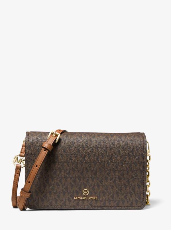 Damske Crossbody Kabelka Michael Kors Jet Set Large Logo Čokoláda Žlté - Kabelky Michael Kors Levně | WJZSH-6580